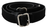 GF Ferre Black Leather Silver Chrome Metal Buckle Belt -   -  GF Ferre.